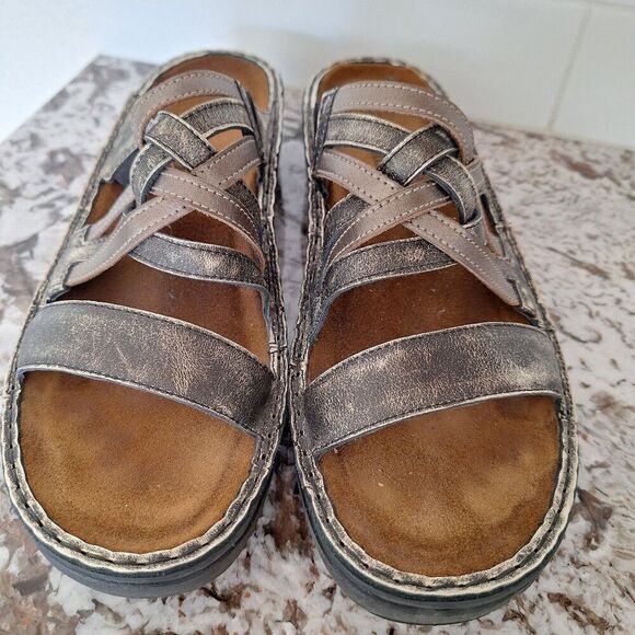 NAOT Gray Gold‎ Leather Slip On Sandals size 42 - Picture 1 of 8